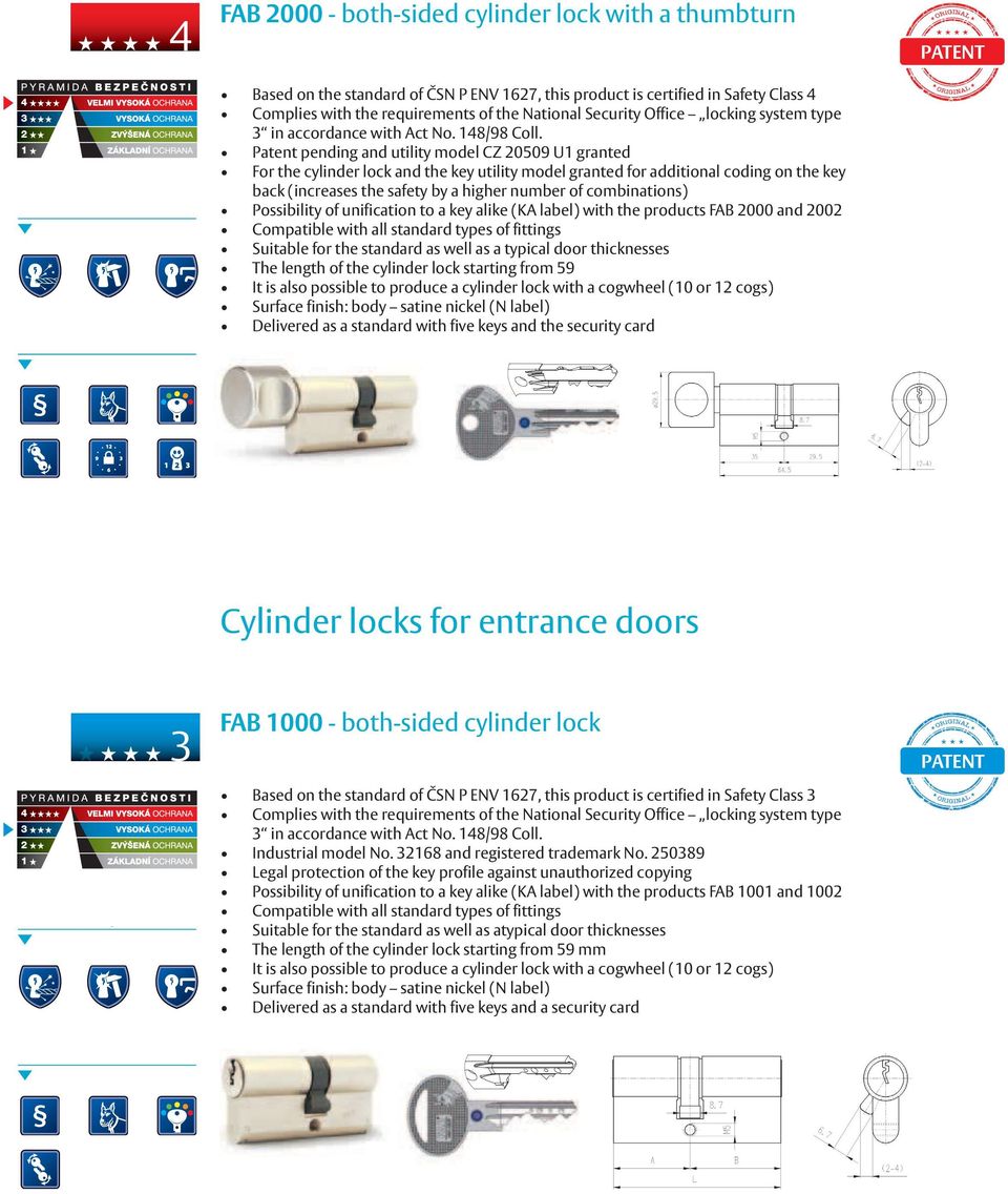 locking Sb. system type kódování 3 in accordance na hřbetu with klíče Act zvyšuje No. 148/98 bezpečnost Coll.