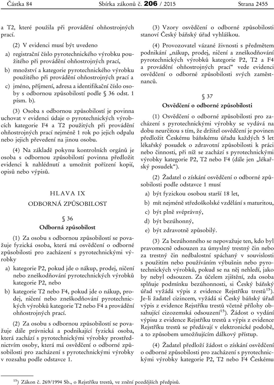 ohňostrojných prací a c) jméno, příjmení, adresa a identifikační číslo osoby s odbornou způsobilostí podle 36 odst. 1 písm. b).