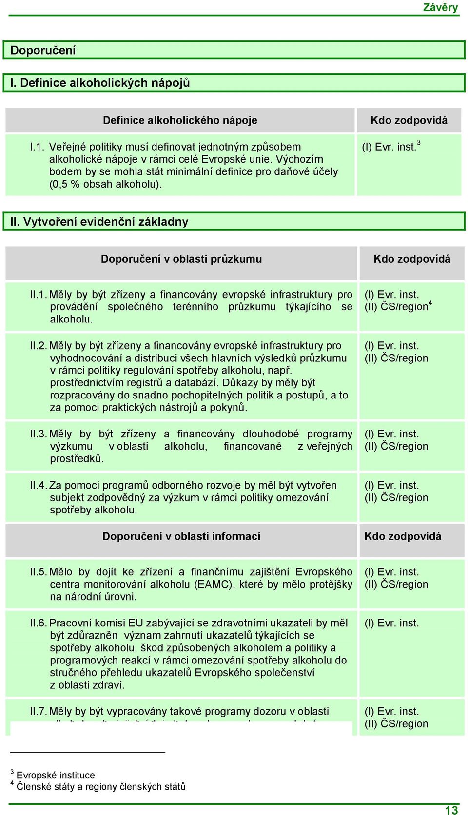 Měly by být zřízeny a financovány evropské infrastruktury pro provádění společného terénního průzkumu týkajícího se alkoholu. II.2.