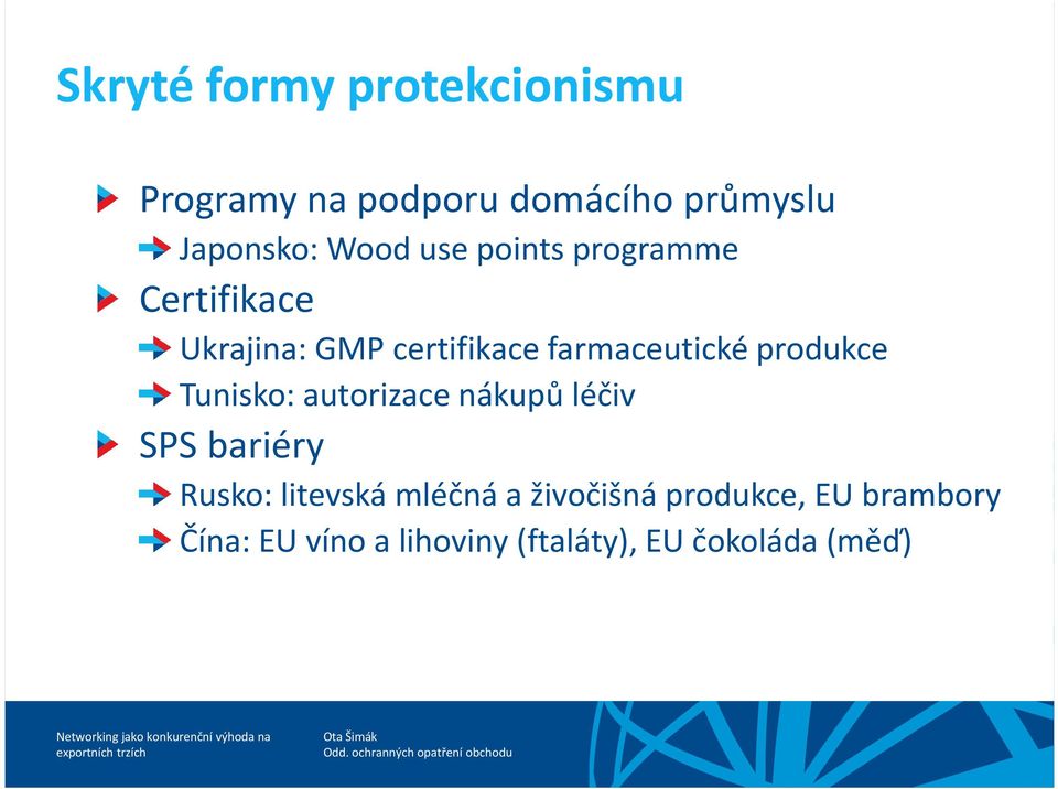 produkce Tunisko: autorizace nákupů léčiv SPS bariéry Rusko: litevská mléčná a