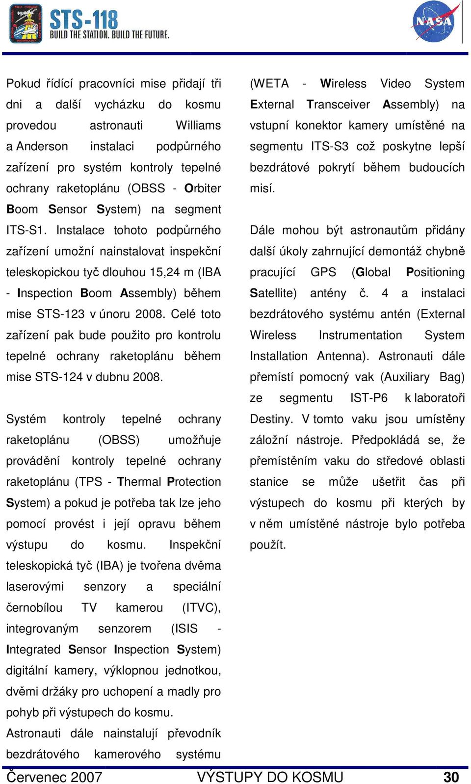 Boom Sensor System) na segment ITS-S1.