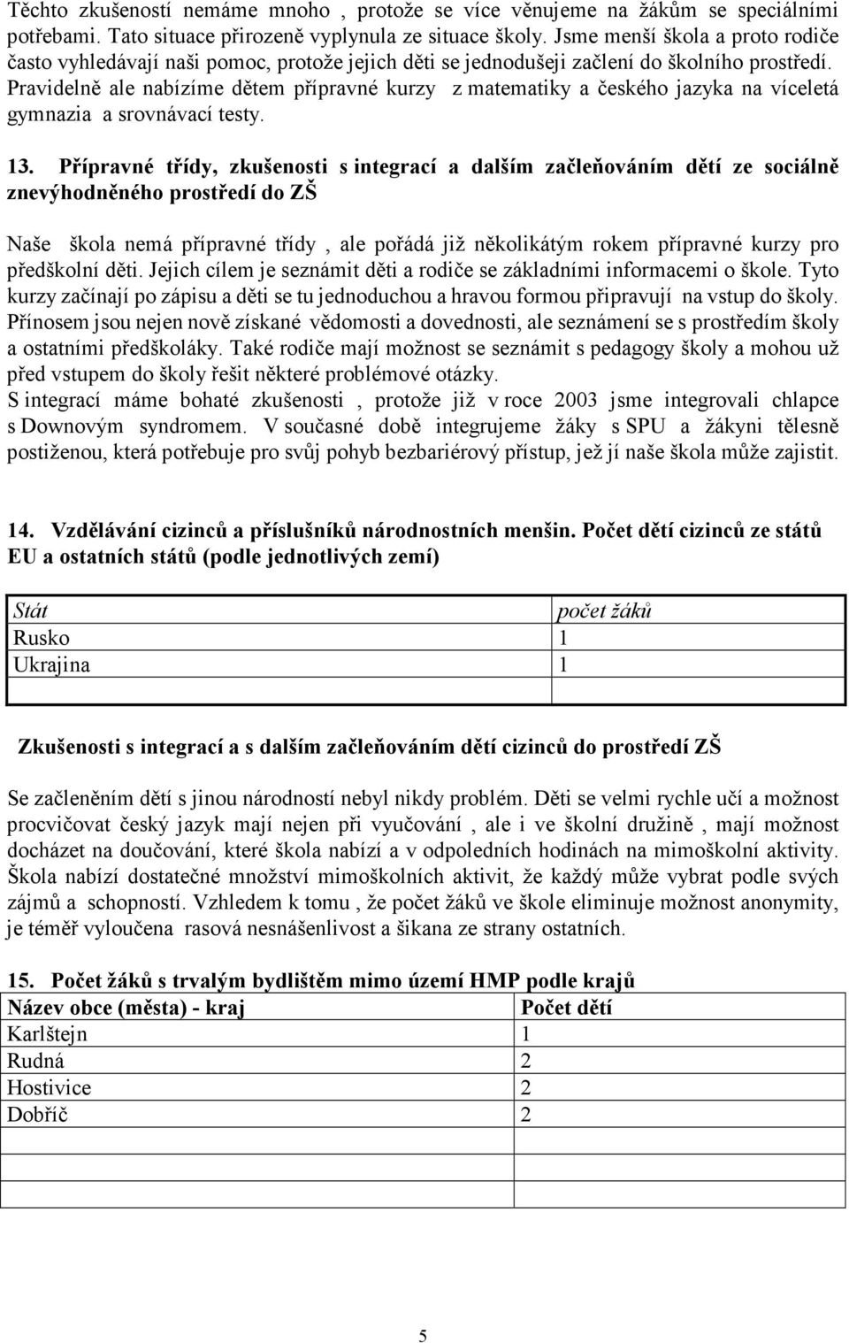 Pravidelně ale nabízíme dětem přípravné kurzy z matematiky a českého jazyka na víceletá gymnazia a srovnávací testy. 13.