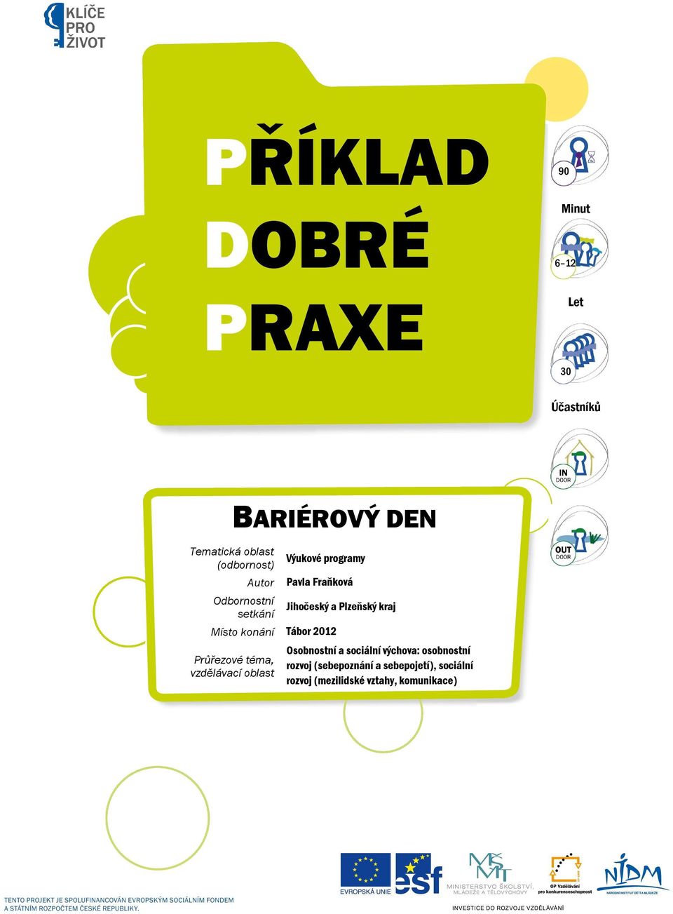 Průřezové téma, vzdělávací oblast Jihočeský a Plzeňský kraj Osobnostní a sociální