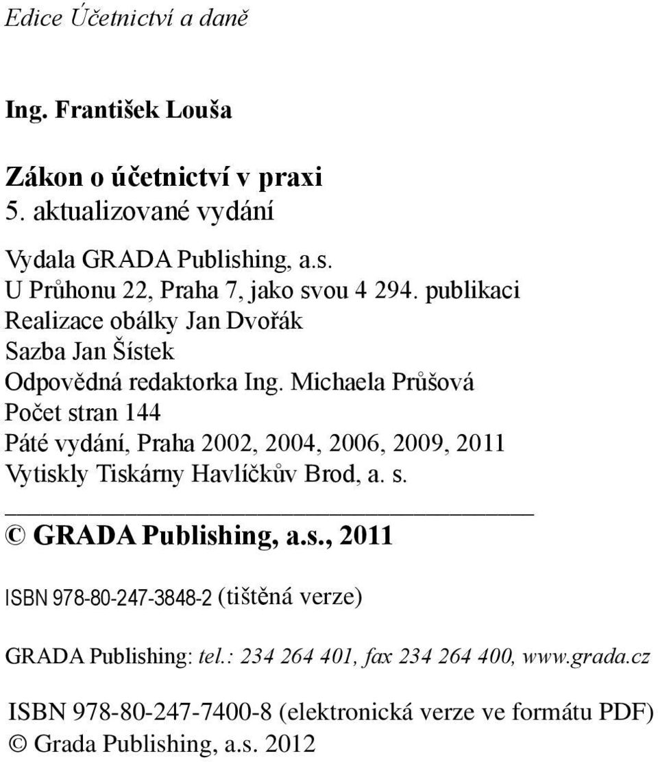 publikaci Realizace obálky Jan Dvořák Sazba Jan Šístek Odpovědná redaktorka Ing.