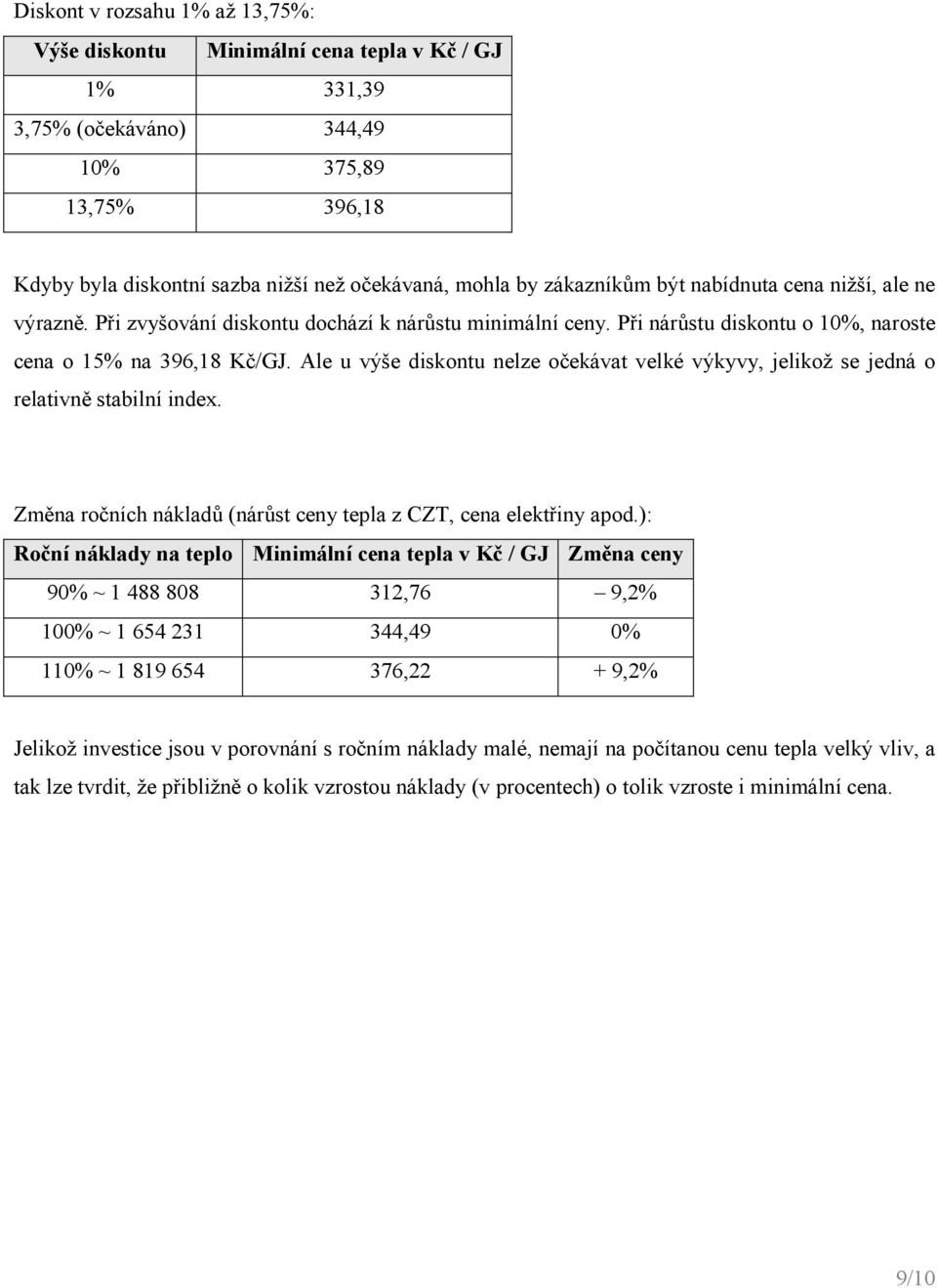 Ale u výše dskontu nelze očekávat velké výkyvy, jelkož se jedná o relatvně stablní ndex. Změna ročních nákladů (nárůst ceny tepla z CZT, cena elektřny apod.