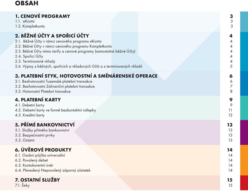 Bezhotovostní Tuzemské platební transakce 6 3.2. Bezhotovostní Zahraniční platební transakce 7 3.3. Hotovostní Platební transakce 8 4. PLATEBNÍ KARTY 9 4.1. Debetní karty 9 4.2. Debetní karty ve formě bezkontaktní nálepky 11 4.