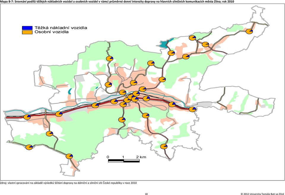 komunikacích města Zlína; rok 2010 Zdroj: vlastní zpracování na základě výsledků Sčítání