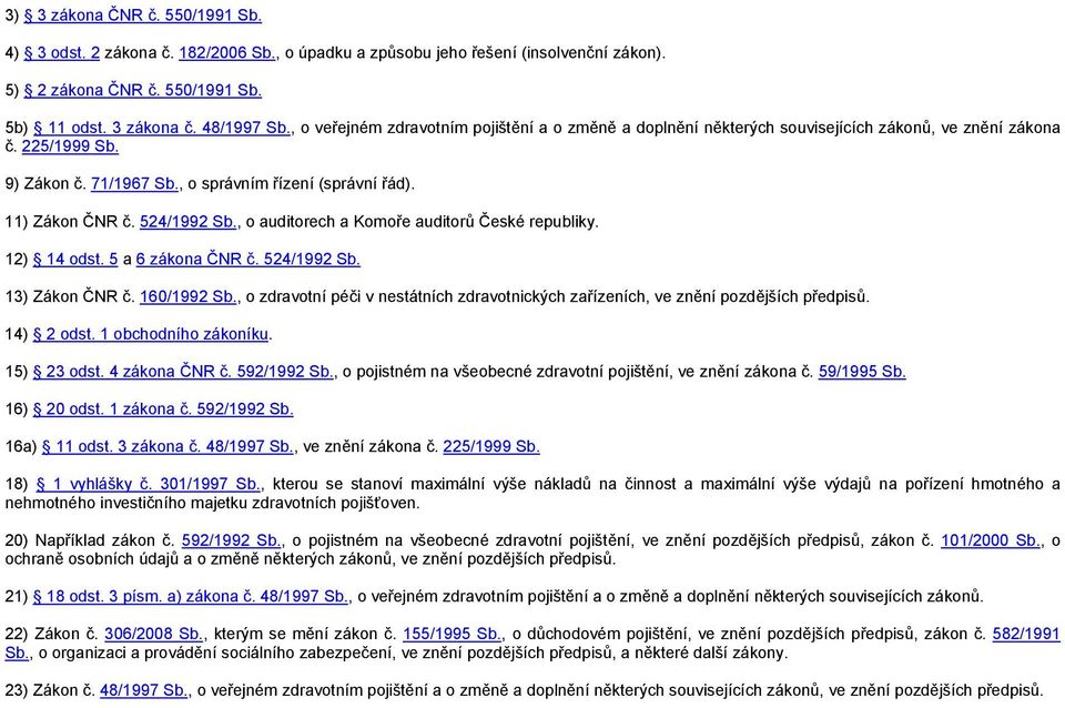 524/1992 Sb., o auditorech a Komoře auditorů České republiky. 12) 14 odst. 5 a 6 zákona ČNR č. 524/1992 Sb. 13) Zákon ČNR č. 160/1992 Sb.