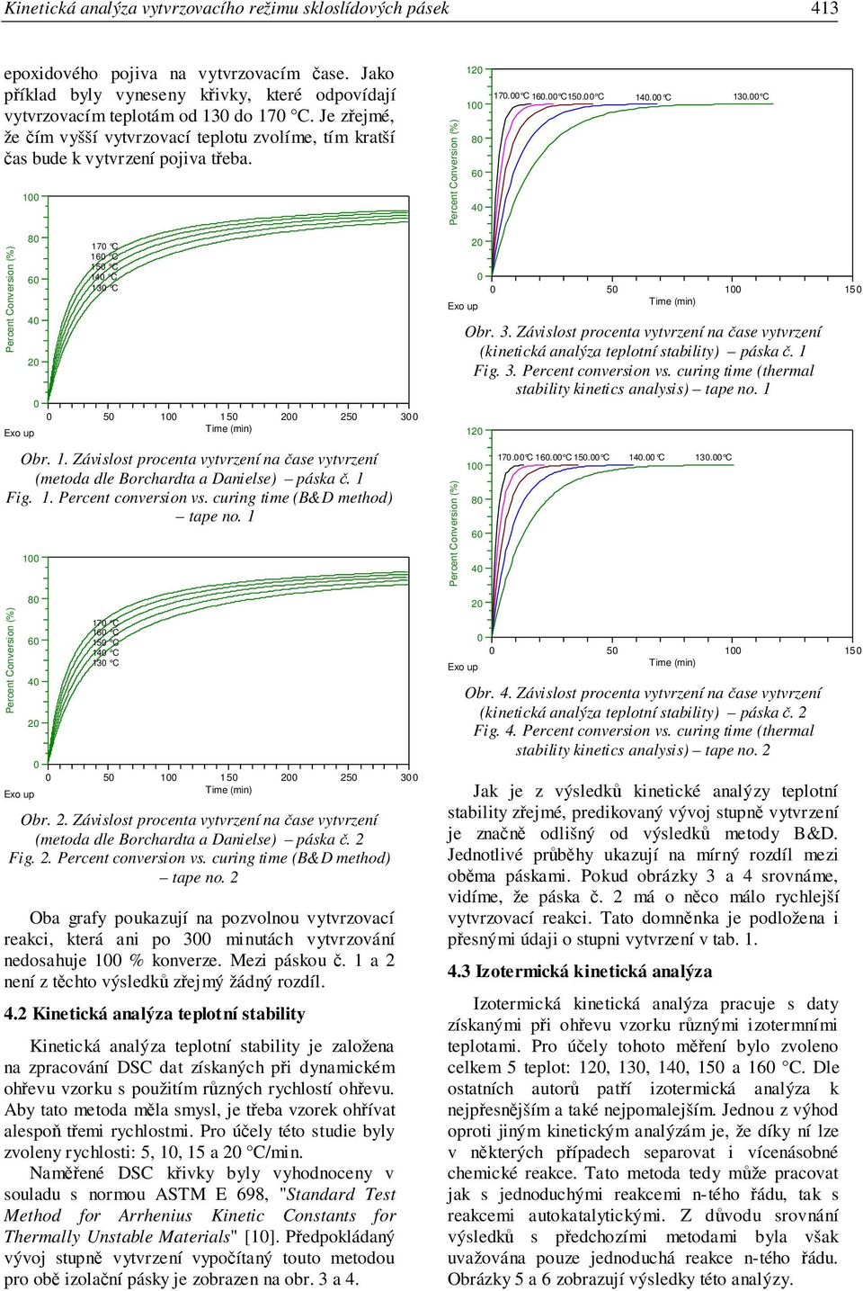 1 Fig. 1. Percent conversion vs. curing time (B&D method) tape no. 1 1 8 4 2 17 C 1 C 15 C 14 C 13 C 5 1 15 2 25 3 Obr. 2. Závislost procenta vytvrzení na ase vytvrzení (metoda dle Borchardta a Danielse) páska.