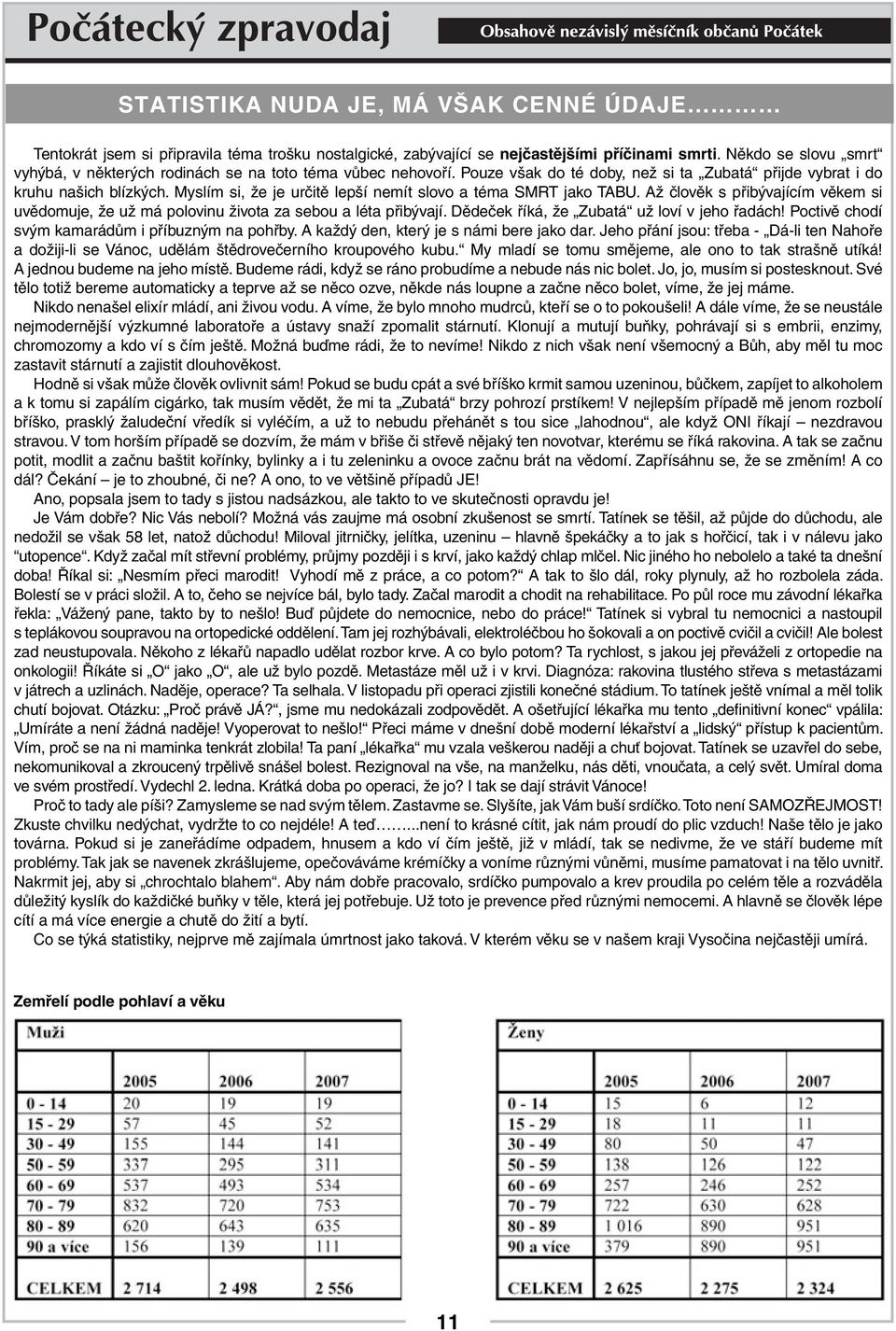 Myslím si, že je určitě lepší nemít slovo a téma SMRT jako TABU. Až člověk s přibývajícím věkem si uvědomuje, že už má polovinu života za sebou a léta přibývají.