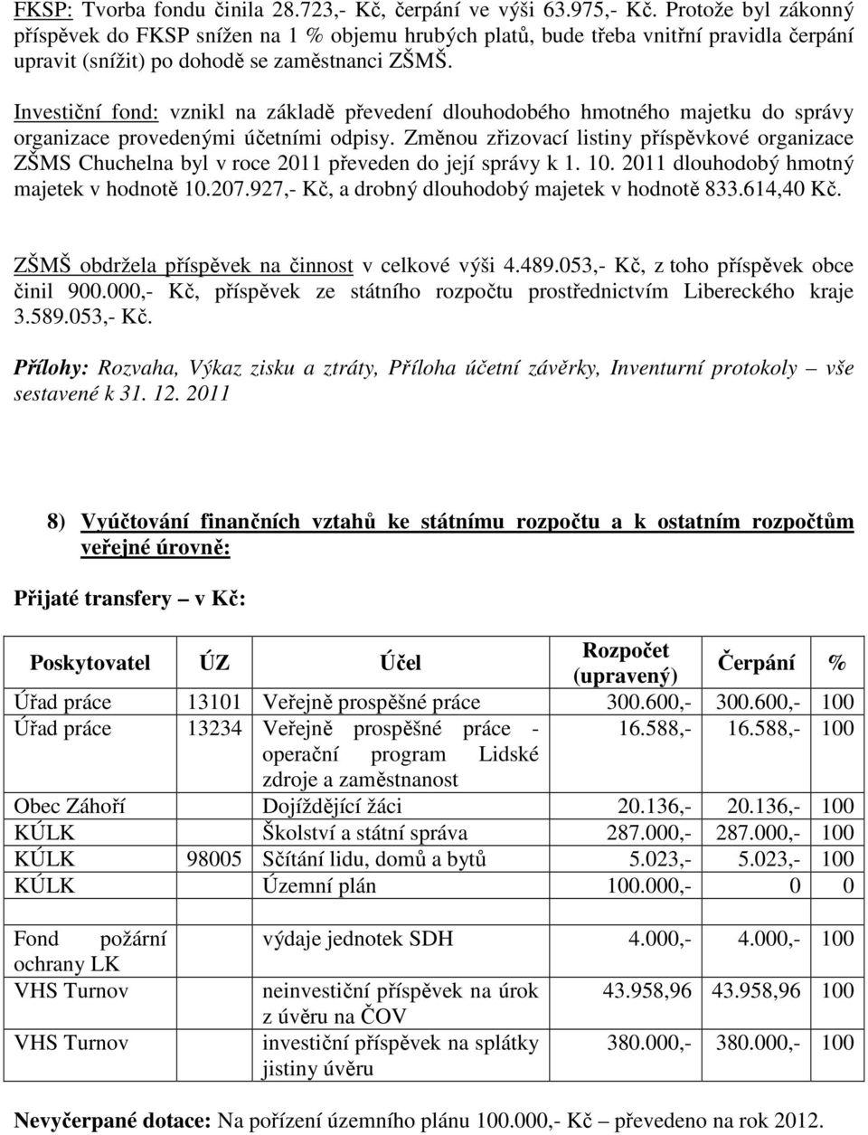 Investiční fond: vznikl na základě převedení dlouhodobého hmotného majetku do správy organizace provedenými účetními odpisy.