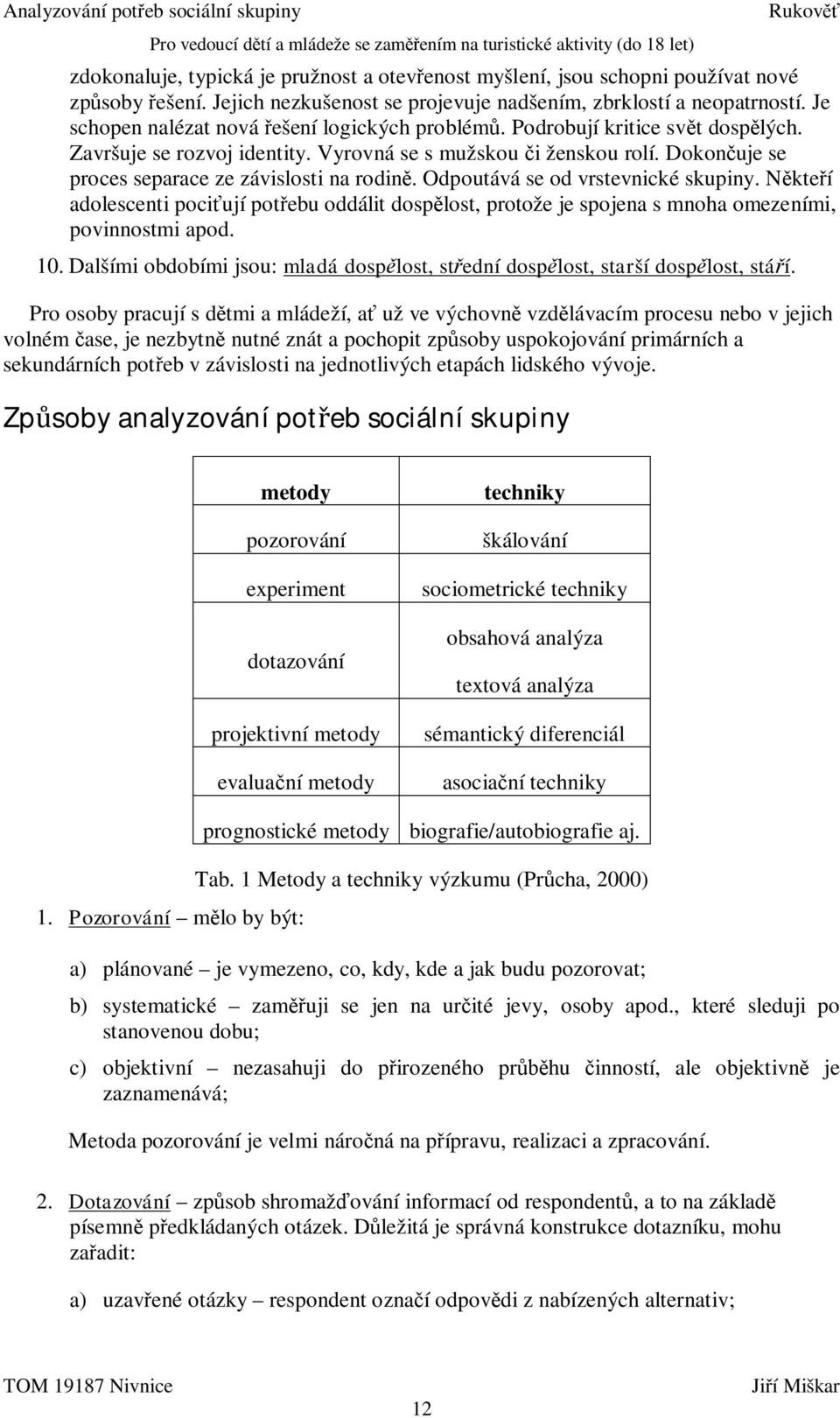 Dokon uje se proces separace ze závislosti na rodin. Odpoutává se od vrstevnické skupiny.