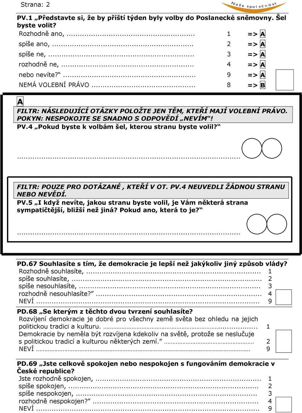 4 Pokud byste k volbám šel, kterou stranu byste volil?... FILTR: POUZE PRO DOTÁZANÉ, KTEŘÍ V OT. PV.4 NEUVEDLI ŽÁDNOU STRANU NEBO NEVĚDÍ. PV.5 I když nevíte, jakou stranu byste volil, je Vám některá strana sympatičtější, bližší než jiná?