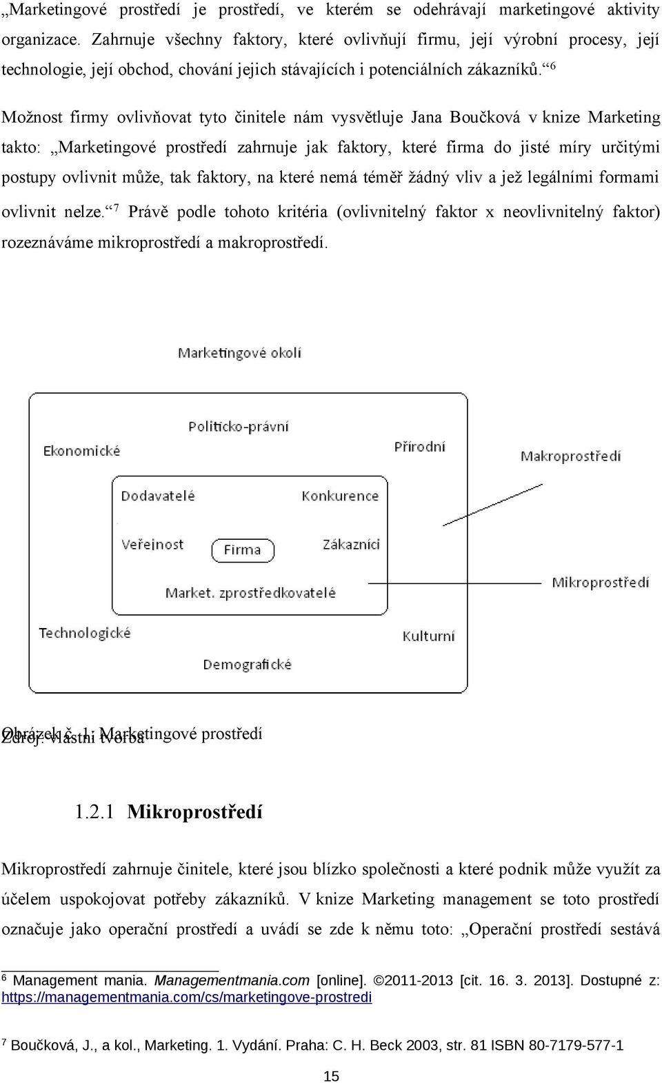 6 Možnost firmy ovlivňovat tyto činitele nám vysvětluje Jana Boučková v knize Marketing takto: Marketingové prostředí zahrnuje jak faktory, které firma do jisté míry určitými postupy ovlivnit může,