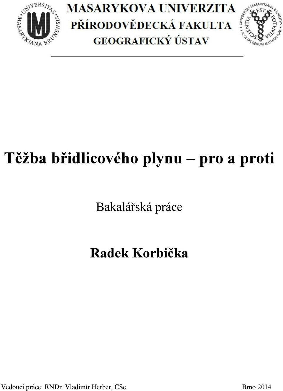 Korbička Vedoucí práce: RNDr.