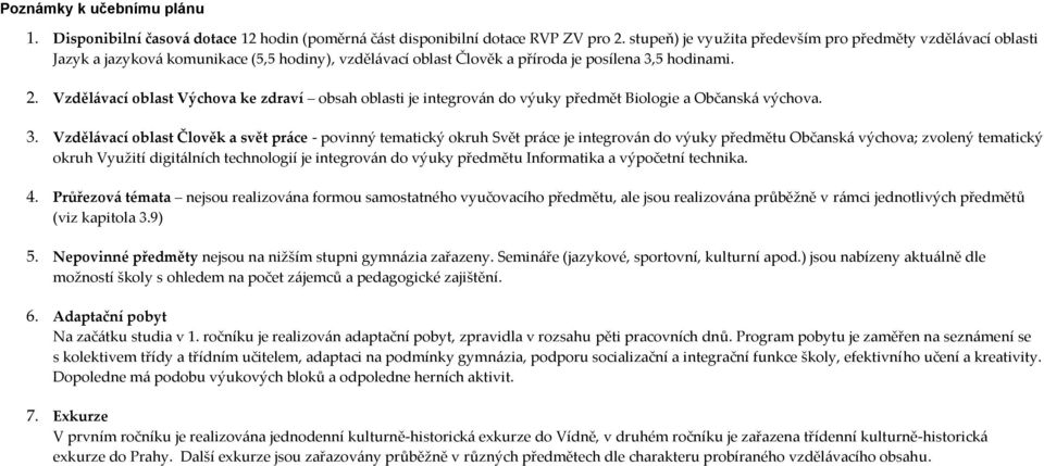 Vzdělávací oblast Výchova ke zdraví obsah oblasti je integrován do výuky předmět Biologie a Občanská výchova. 3.