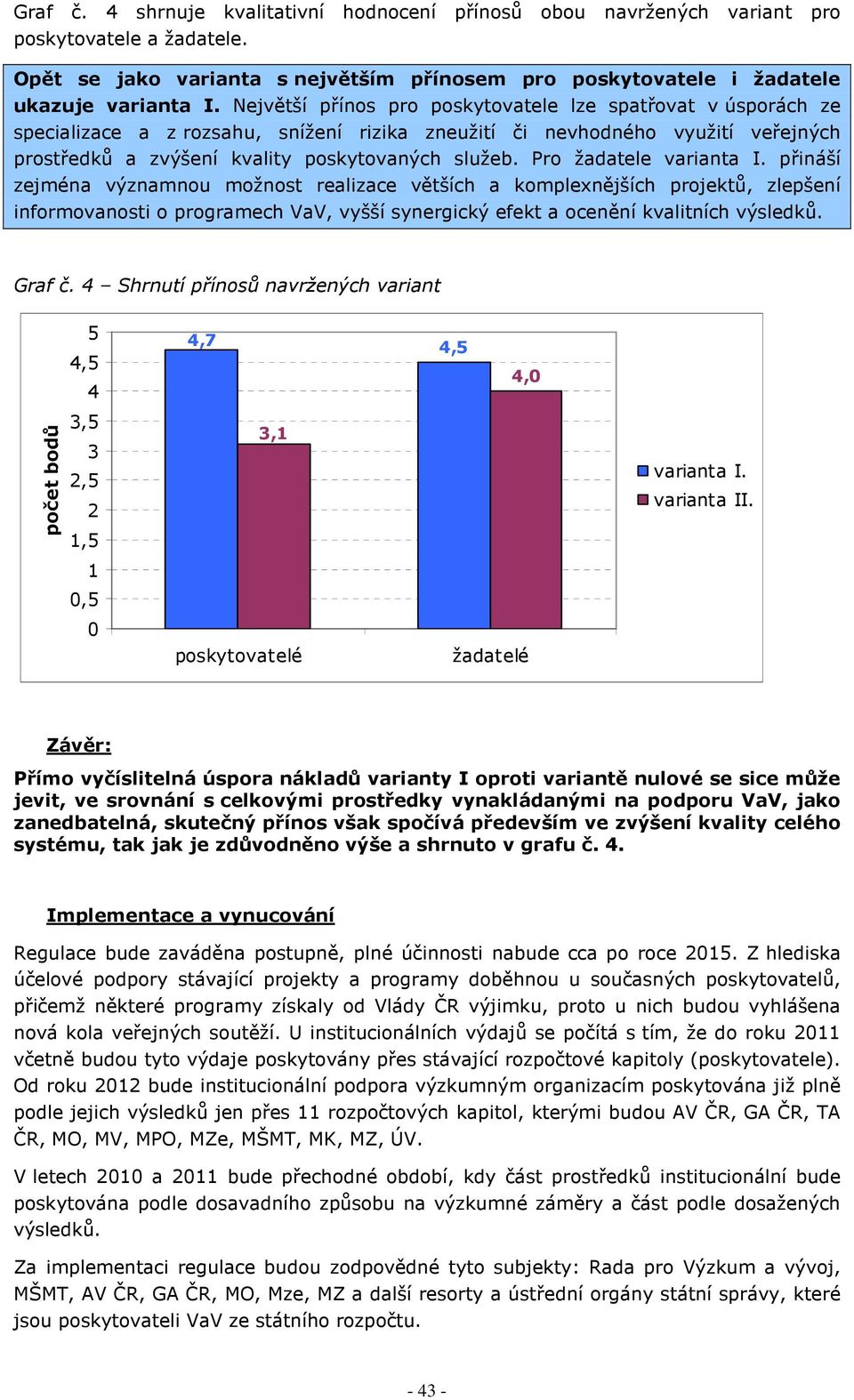 Pro žadatele varianta I. přináší zejména významnou možnost realizace větších a komplexnějších projektů, zlepšení informovanosti o programech VaV, vyšší synergický efekt a ocenění kvalitních výsledků.