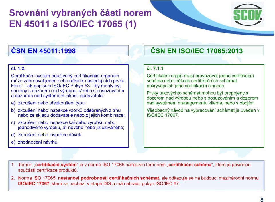 2: Certifikační systém používaný certifikačním orgánem může zahrnovat jeden nebo několik následujících prvků, které jak popisuje ISO/IEC Pokyn 53 by mohly být spojeny s dozorem nad výrobou a/nebo s