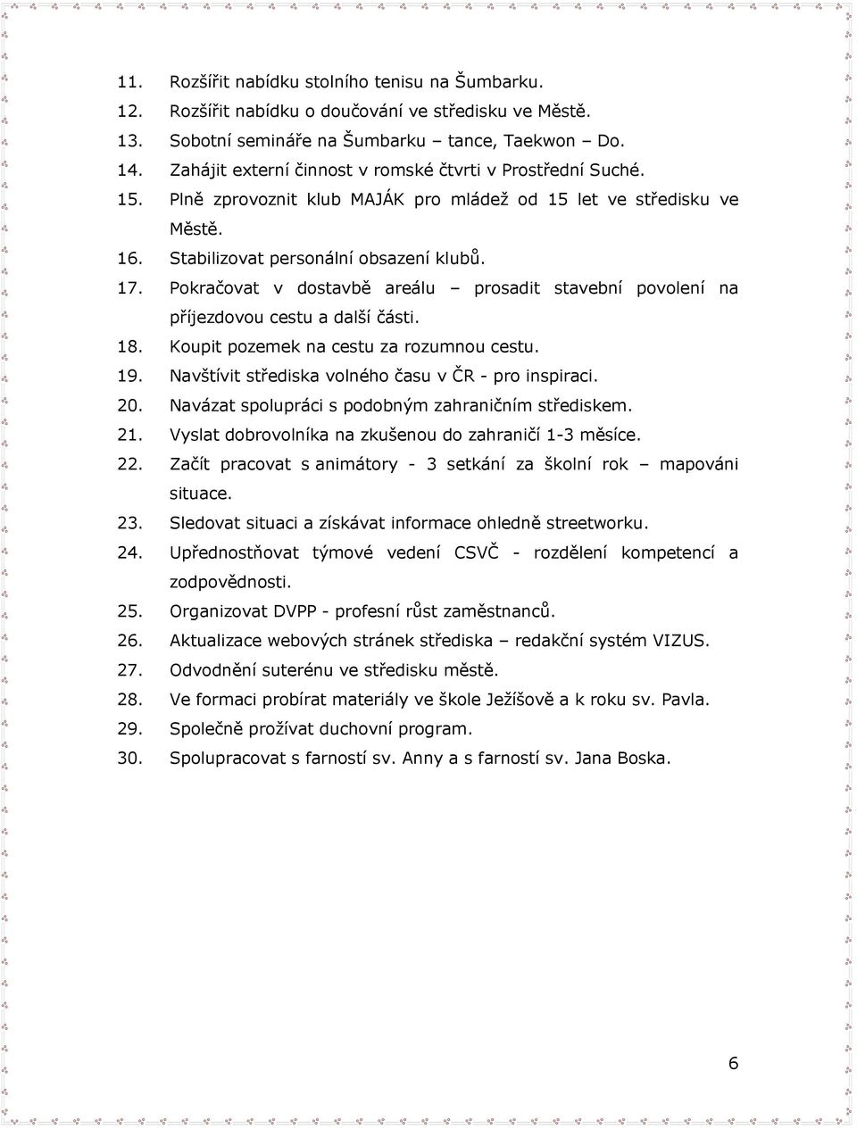 Pkračvat v dstavbě areálu prsadit stavební pvlení na příjezdvu cestu a další části. 18. Kupit pzemek na cestu za rzumnu cestu. 19. Navštívit střediska vlnéh času v ČR - pr inspiraci. 20.