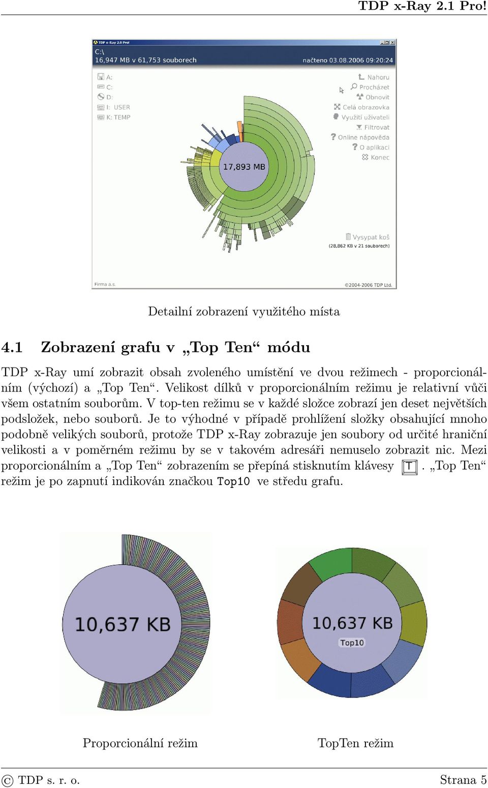 Je to výhodné v případě prohlížení složky obsahující mnoho podobně velikých souborů, protože TDP x-ray zobrazuje jen soubory od určité hraniční velikosti a v poměrném režimu by se v takovém