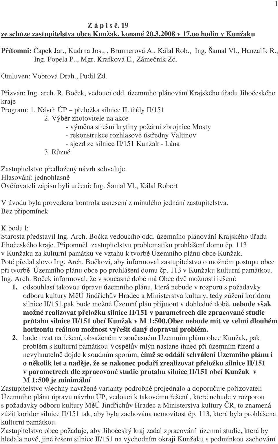 Návrh ÚP přeložka silnice II. třídy II/151 2.