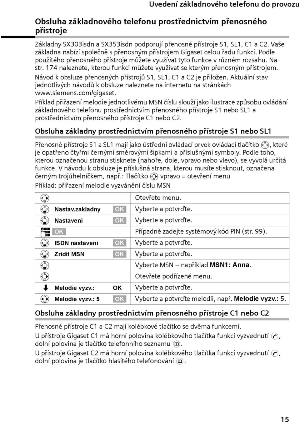 174 naleznete, kterou funkc můžete využívat se kterým přenosným přístrojem. Návod k obsluze přenosných přístrojů S1, SL1, C1 a C2 je přložen.