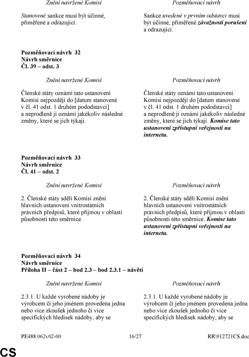 Členské státy oznámí tato ustanovení Komisi nejpozději do [datum stanovené v čl. 41 odst. 1 druhém pododstavci] a neprodleně jí oznámí jakékoliv následné změny, které se jich týkají.