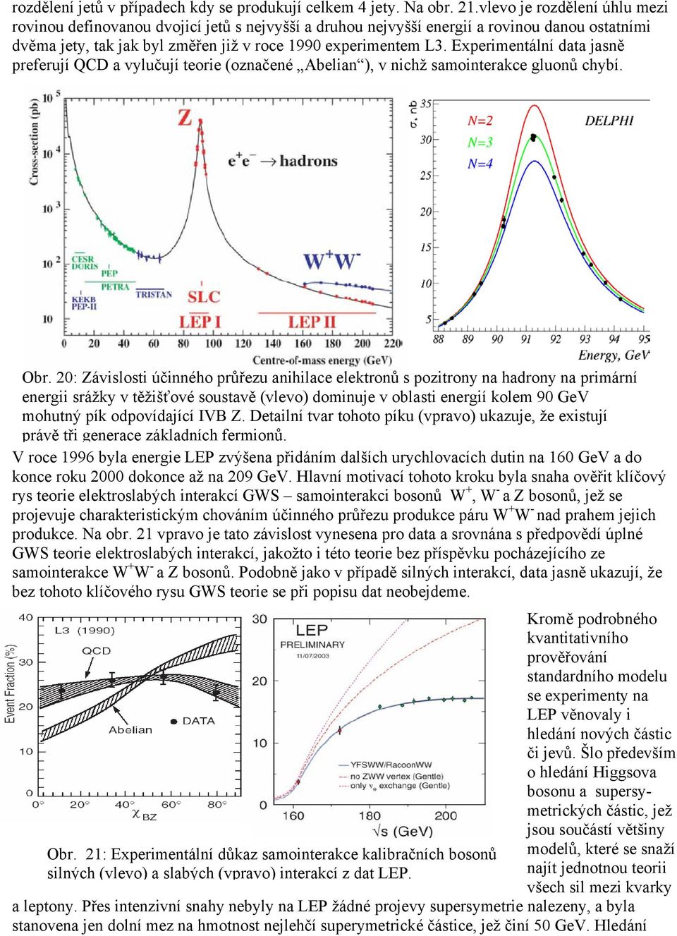 Experimentální data jasně preferují QCD a vylučují teorie (označené Abelian ), v nichž samointerakce gluonů chybí. Obr.