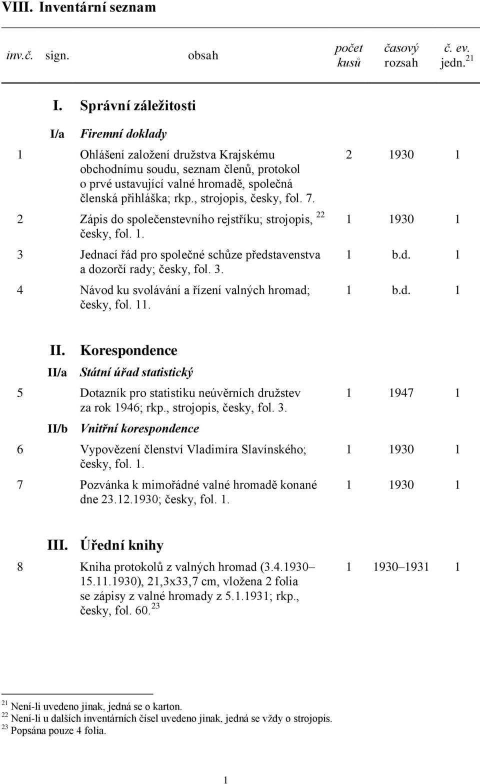 , strojopis, česky, fol. 7. 2 Zápis do společenstevního rejstříku; strojopis, 22 česky, fol. 1. 3 Jednací řád pro společné schůze představenstva a dozorčí rady; česky, fol. 3. 4 Návod ku svolávání a řízení valných hromad; česky, fol.