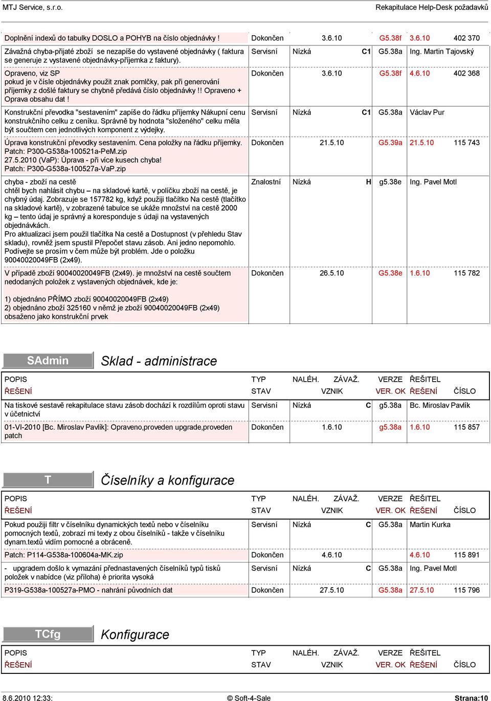 Konstruk ní p evodka "sestavením" zapíše do ádku p íjemky Nákupní cenu konstruk ního celku z ceníku. Správn by hodnota "složeného" celku m la být sou tem cen jednotlivých komponent z výdejky.