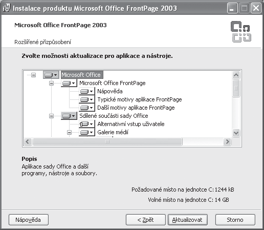 Seznámení s programem FrontPage 2003 4. Poklepejte na položku P idat nebo odebrat programy. 5. Vyberte Microsoft Of ce FrontPage 2003. 6. Klepn te na tla ítko Zm nit. 7.