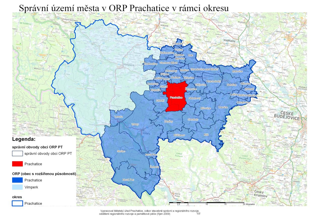 Prachatice jsou od roku 1960 okresním městem a současně od roku 2003 obcí s rozšířenou působností.