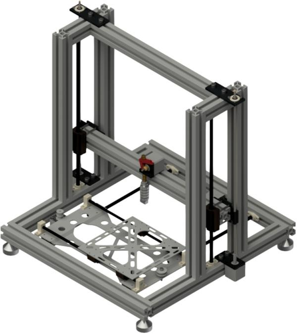 Konstrukce a mechanické díly Nejprve byl vytvořen CAD model celé konstrukce včetně dalších mechanických dílů. CAD model sloužil hlavně k ověření rozměrů a funkčnosti zařízení.