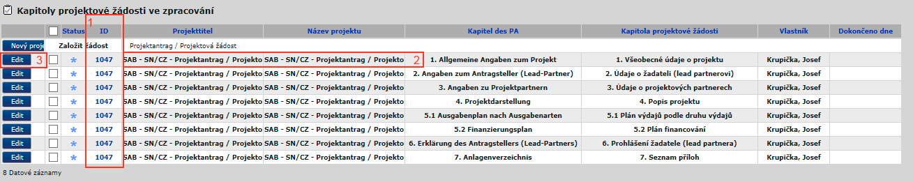 7. Projektová žádost 7.1 Založení nové projektové žádosti Na úvodní obrazovce, na kterou se kdykoliv dostanete stisknutím tlačítka domů, stiskněte tlačítko Nový projekt.