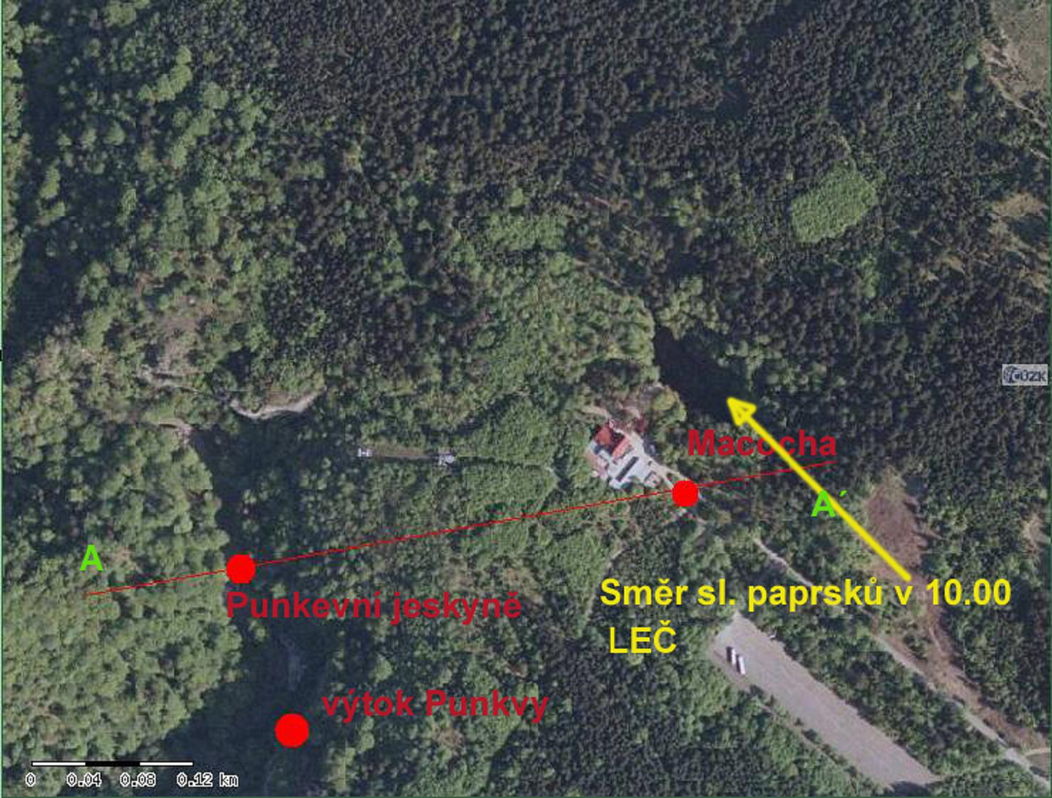 Obr. 3: Rozmístění jednotlivých meteorologických stanic v okolí propasti Macocha Výsledky a diskuse Teplotní poměry Průměrná teplota vzduchu Jak je zřejmé z obr.