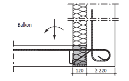 Přerušení tepelných mostů - isonosníky Schöck Isokorb typ KFXT (izolace 120 mm) beton-beton Pro prefabrikované balkóny Schöck Isokorb typ KFXT s tlakovým ložiskem HTE a tloušťkou izolantu 120 mm je