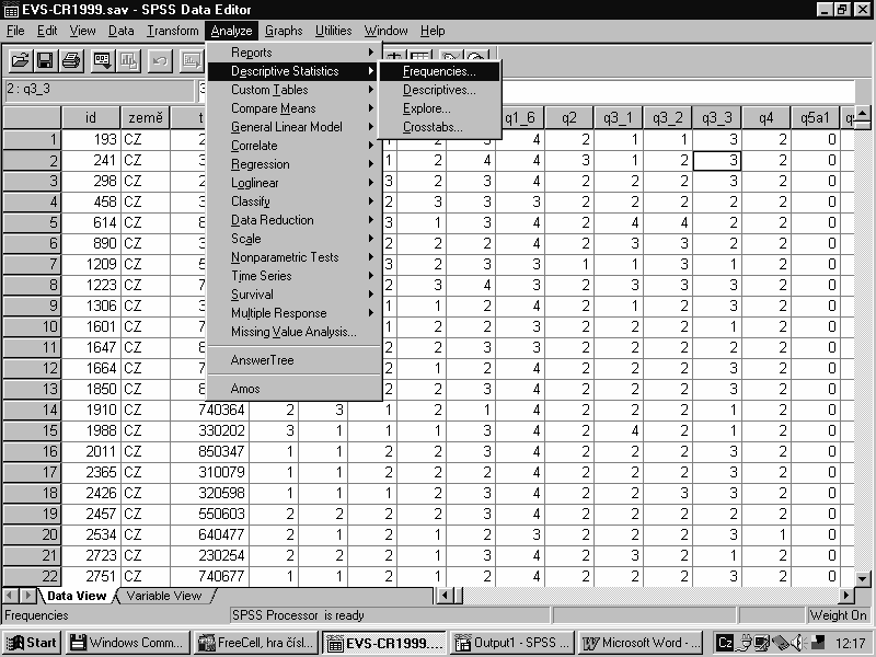 2 Zadání frekvenční tabulky zachycující rozložení dat (NOMINÁLNÍ A ORDINÁLNÍ PROMĚNNÉ).