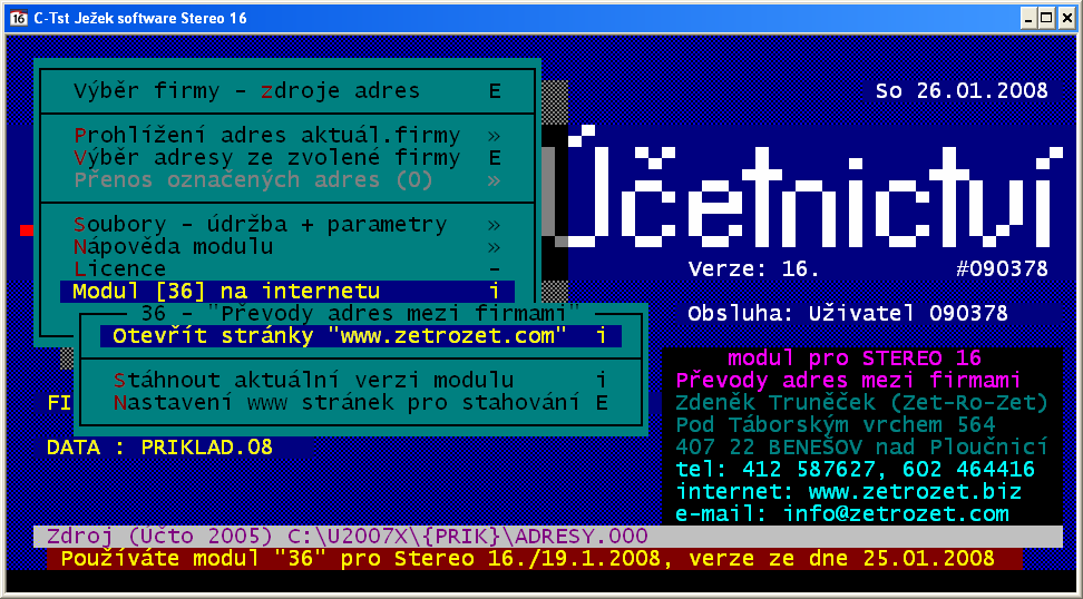 Máte-li Účto na počítači s operačním systémem DOS nebo Windows 3.x, je nutné přenášet do takového počítače instalační soubory v rozbaleném stavu.