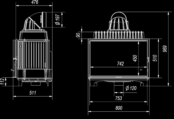 FRANEK/14/PF kw 14 200 ~80% CO 0,1% o C 230 kg 280 600 <kw< 7-16 1000 cm 2 800 cm 2 Litinové vložky / Foyers à bois en fonte / Εστίες από μαντέμι / Contributi con ghisa šedá litina třídy 200 Fonte