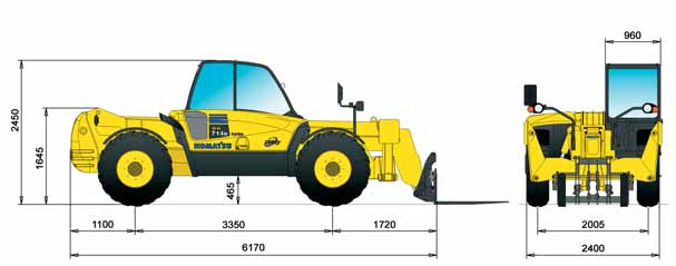 WH1H T ELESKOPICKÝ MANIPULÁTOR ZÁTĚŽOVÝ DIAGRAM A ROZMĚRY STROJE Výška Height (m) (m) 15 1 13 1 11 10 9 8 5 3 1350 kg 10 0 0 30 1500 kg 000 kg 50 500 kg 3000 kg 0 3500 kg 000 kg 0 500 kg G F E D C B