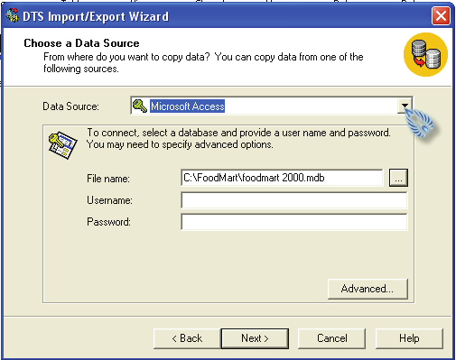 Nástroje pro ETL V MS SQL Server zajišťuje ETL Data Transformation Services pomocí služeb importu dat, který umí pracovat s daty z velkého množství různých zdrojů Import probíhá na základě průvodce a