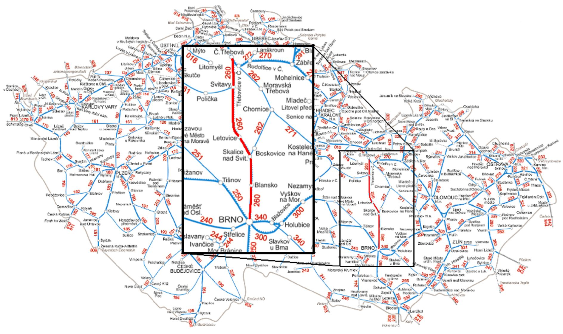 Obrázek 1: Trať 260 Brno Česká Třebová Zdroj: 4, úpravy Autor 1.