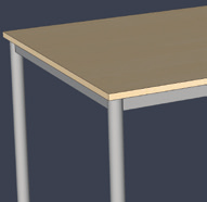 STOLY V řadě BASIC jsou stoly vyráběny ve čtyřech typech A STŮL PSACÍ I JEDNACÍ CELOLAMINOVÝ Celý stůl (horní plát i boky) je vyráběn z ekodřevotřískové desky laminované, tl.