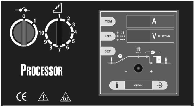 Wykonanie cyfrowe ROCESSOR Proste rozwiązanie sterowania wszystkimi funkcjami do spawania metodami MIG/MAG.