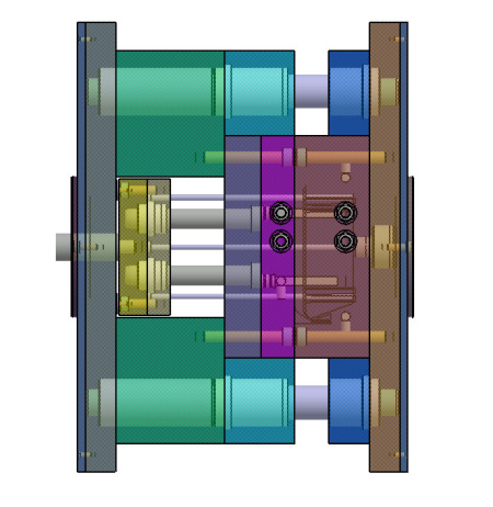 6 34 KONSTRUKCE FORMY Jednonásobná i dvojnásobná forma je zkonstruována tak, aby se mohla vložit do již vyrobeného univerzálního rámu horizontálního vstřikovacího stroje ARBURG Allrounder 420C