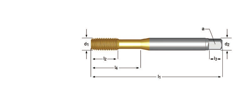 E288 MF strojový tvárniaci závitník E288 E288 E288 M5 - M12 l 1 l 2 d 2 l 3 l 4 P Ø a E288 MF z 5 0.50 70 13 6.0 4.9 8 5 4.8 25 E288M5X.5 6 0.75 80 15 6.0 4.9 8 5 5.7 30 E288M6X.