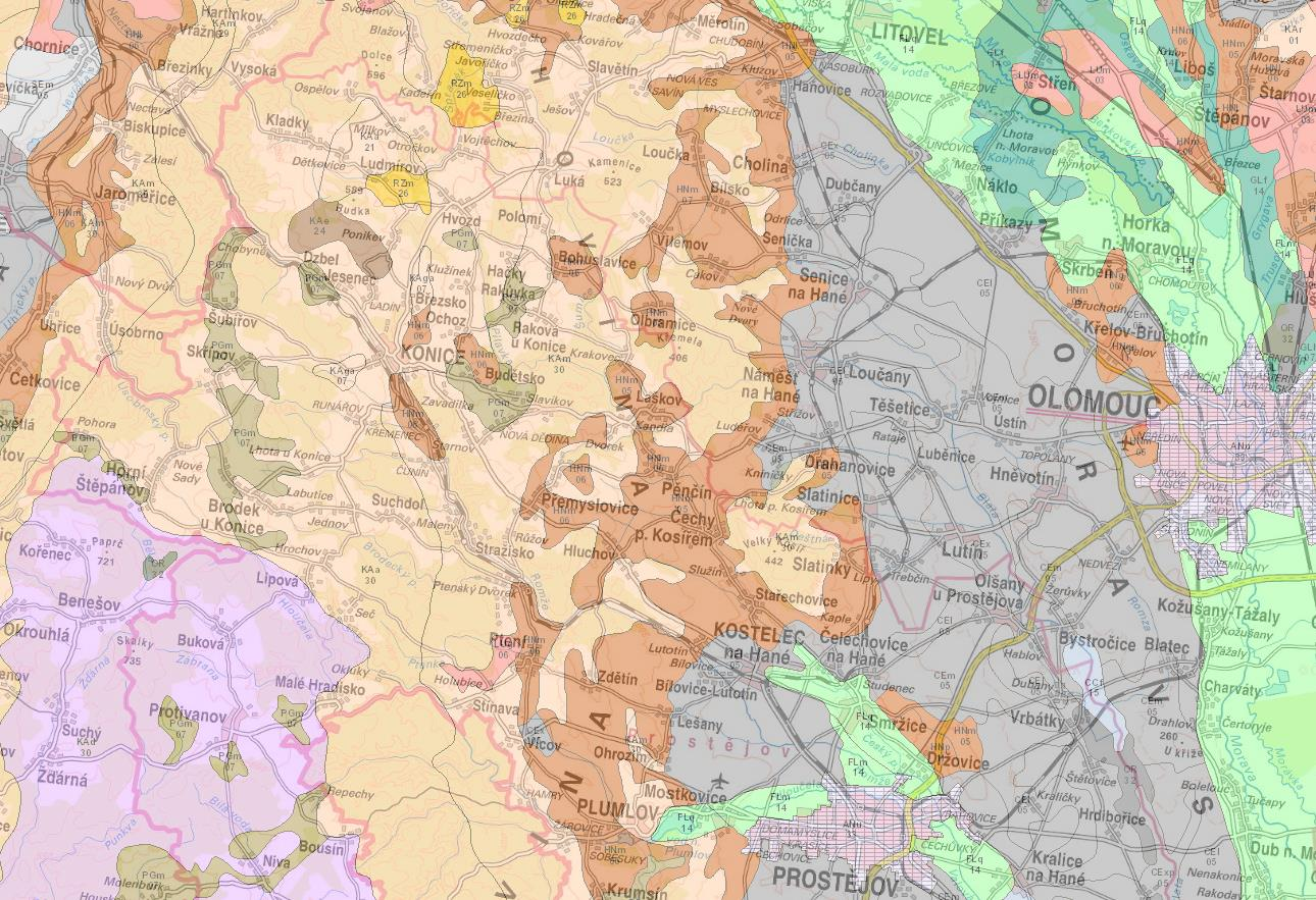 ANALYTICKÁ Obr. 25: Mapa - půdní typy podle TKSP LEGENDA šedá: černozem modální zelená: Fluvizem glejová tm. hnědá: hnědozem modální sv. hnědá: kambizem kyselá tm.