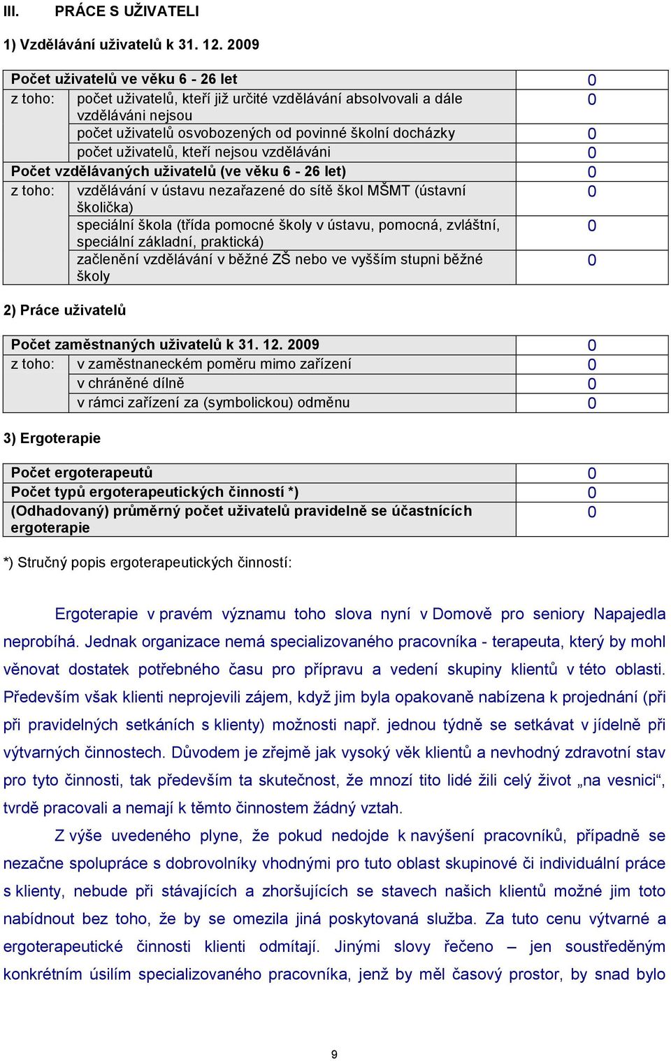 uţivatelů, kteří nejsou vzděláváni 0 Počet vzdělávaných uţivatelů (ve věku 6-26 let) 0 z toho: vzdělávání v ústavu nezařazené do sítě škol MŠMT (ústavní 0 školička) speciální škola (třída pomocné