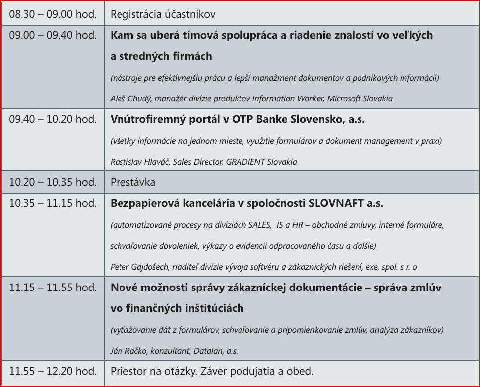 Agenda: