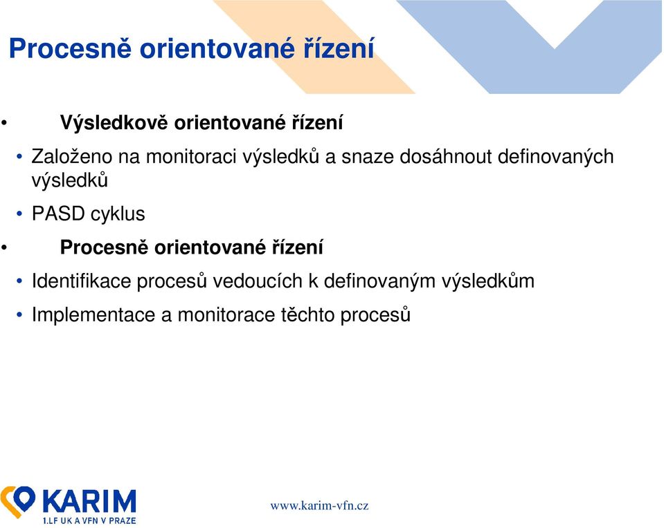 PASD cyklus Procesně orientované řízení Identifikace procesů